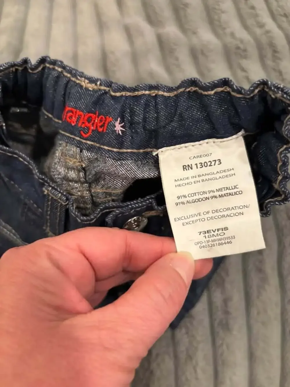 Wrangler Premium Baby Girls Jeans 18 Months Dark Wash Sparkle Metallic adjustabl